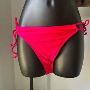 Ris-K Whimsical Bikini Bottoms in Hot Pink Adjustable Side Tie Closure size XS